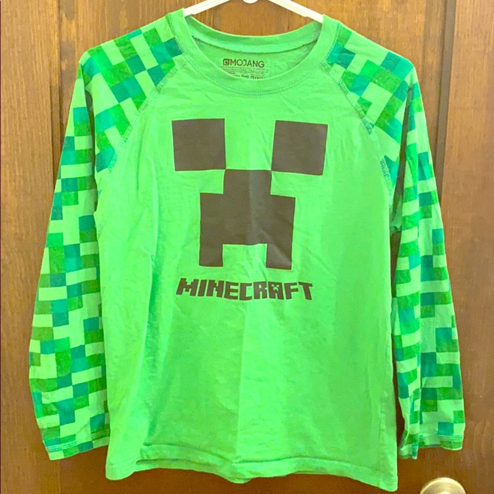Kids green Minecraft T-shirt.